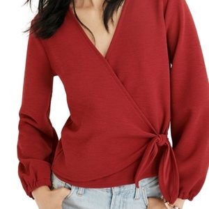 Madewell Texture & Thread Wrap Long Sleeve Wine